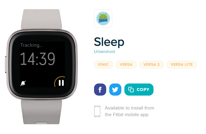 sleep as android fitbit versa